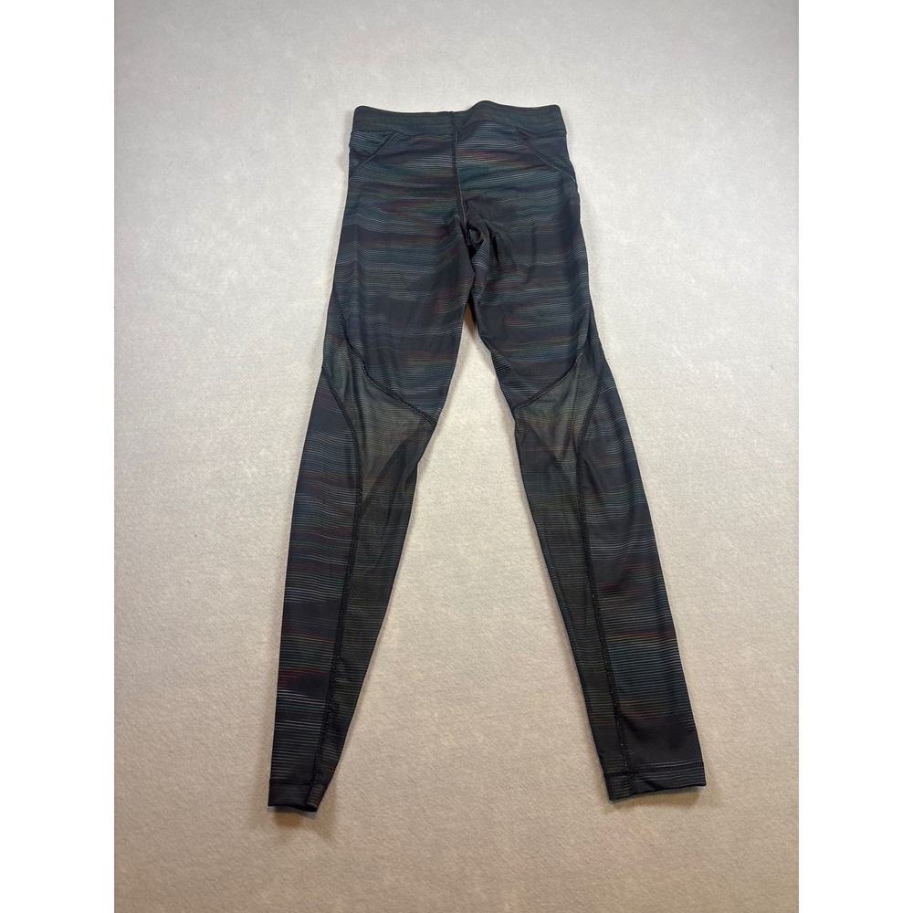 Nike Pro Hypercool Women Small Black Multicolor Striped Mesh Athletic Leggings - Picture 7 of 7
